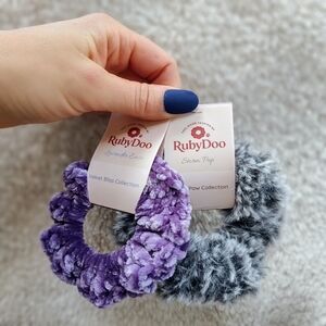 Velvet And Faux Fur Handmade Crochet Scrunchie| Ultr-Soft | Fidget Friendly